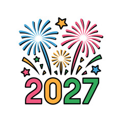 Obraz premium New Year Fireworks Celebration Vector Illustration