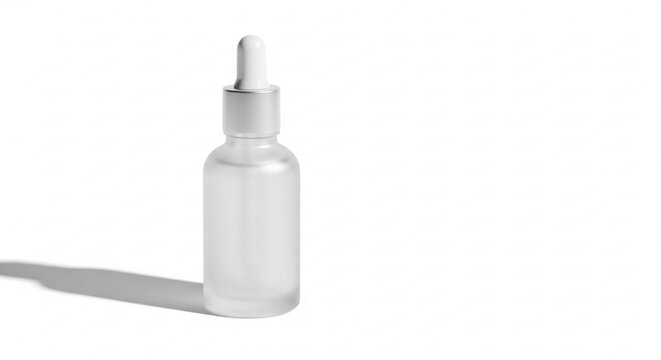 Minimalist skincare product isolated on white background, clean beauty cosmetic mockup, blank packaging, copy space, soft shadow.