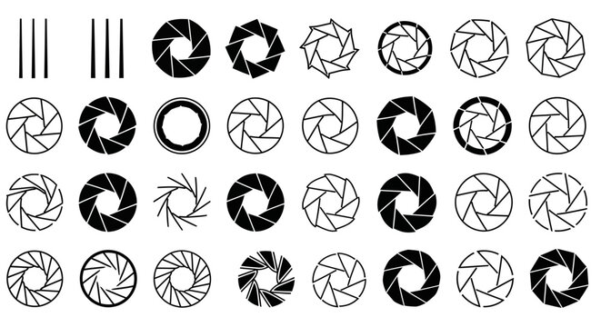 Collection of various camera shutter icons.