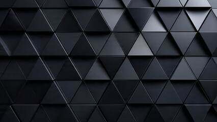 Obraz premium Elegant Dark Carbon Black Geometric Triangle 3D Pattern Abstract Background for Modern Technology and Corporate Design