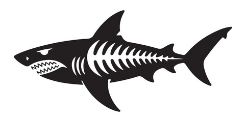 Obraz premium Shark skeleton anatomy vector illustration showing internal bones for educational marine biology and science