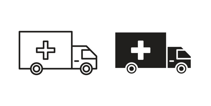 Ambulance icon vector design elements. icon in flat and line style.