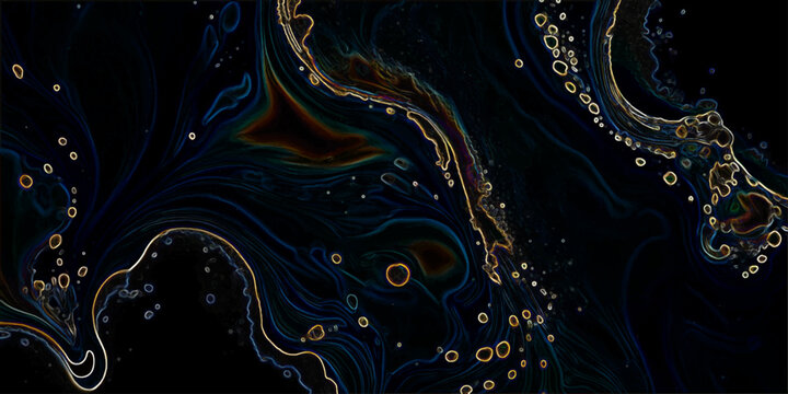 Vector Abstract fluid art with intricate swirls and golden accents, creating dreamy and cosmic effect and evoke sense mystery and energy and dark space