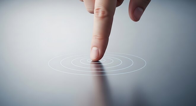 Fingerprint scan on futuristic touchscreen surface