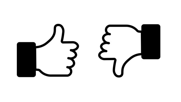 Thumbs up and thumbs down icons for like and dislike feedback