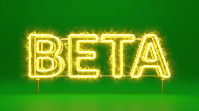 Neon Beta Sign on Green Background