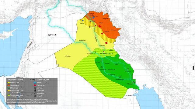 Iraq Religious and Ethnic Groups Distribution Map Animation