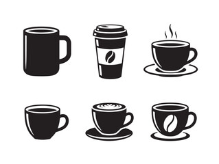 Obraz premium A set of six different coffee cups and mugs