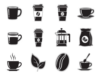 Obraz premium A collection of black coffee and tea icons