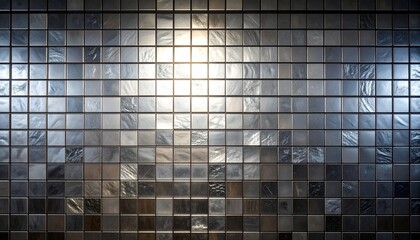 Fototapeta premium 光沢のある銀色のタイル、モザイクの背景画像