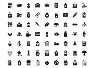 Fototapeta premium A collection of various black icons on a white background