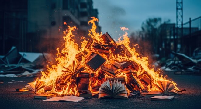 Burning Books A Symbolic Act of Censorship and Destruction.