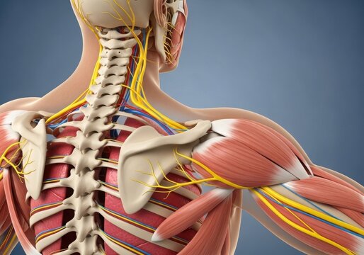 Human skeletal and muscular system with nerves