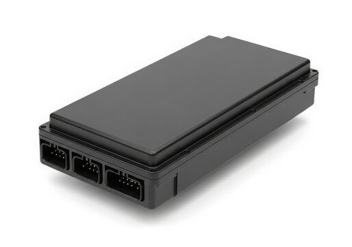 A black rectangular device with ports on the front