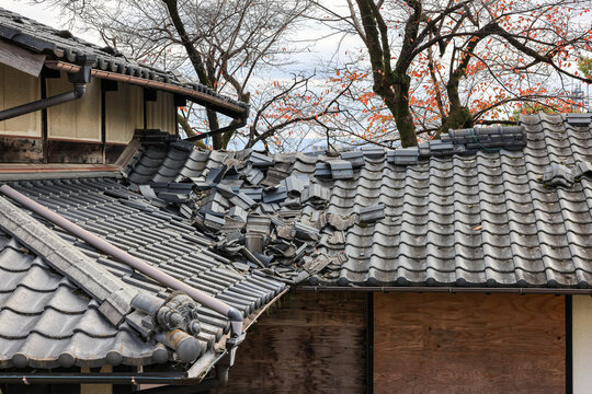 Close up some parts of the Kumamoto castle were damaged by the earthquake