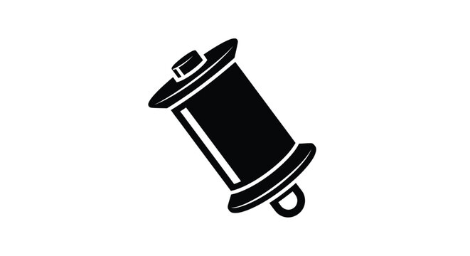 Black and white spool of thread icon