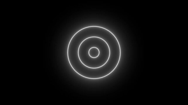 Signal animated background with 3D white rings wave motion, seamless loop of expanding radio frequency pulses, high-quality 4K technology animation for network and connectivity concepts