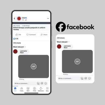 Facebook Post and Comments Interface on Smartphone Screen. Facebook Mobile App UI Design for Post Feed and User Interaction