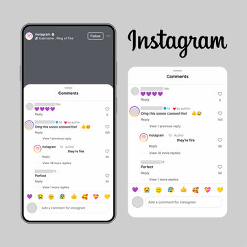 Instagram Comments Interface on Smartphone Screen. Instagram Mobile App UI Design for Comments and Social Interaction