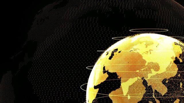 News Template intro for TV broadcast news show program against the global spinning earth. News background full screen golden world map earth globe animation