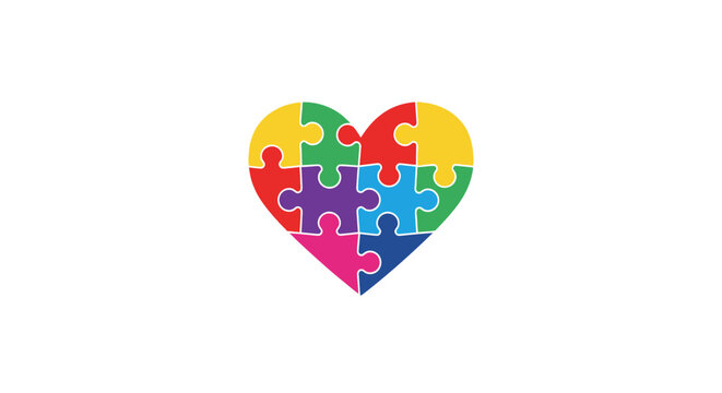Colorful puzzle heart shape pieces.