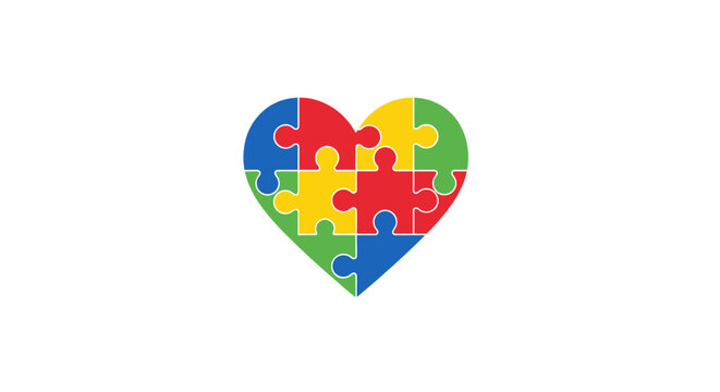 Colorful puzzle heart shape pieces.