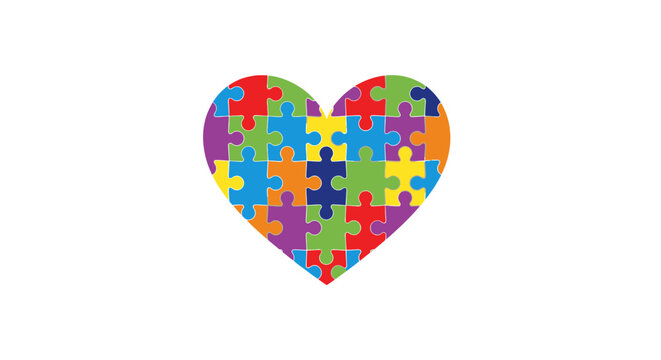 Colorful puzzle heart symbol.