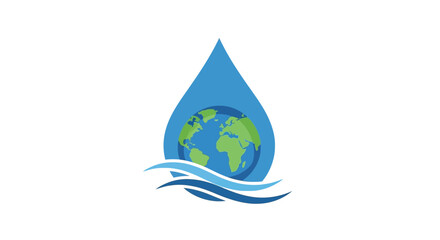 Fototapeta premium Earth Globe in Water Drop Icon.
