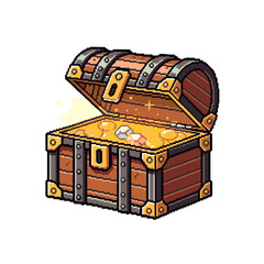 Old wooden treasure chest filled gold. © Rosyad