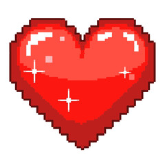 Obraz premium Red Heart Icon With Sparkles.