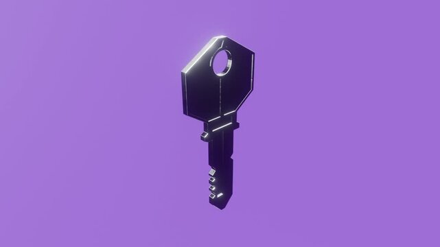 silver 3d key animated on purple background