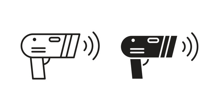 Barcode scanner icon set different line and flat style collection.