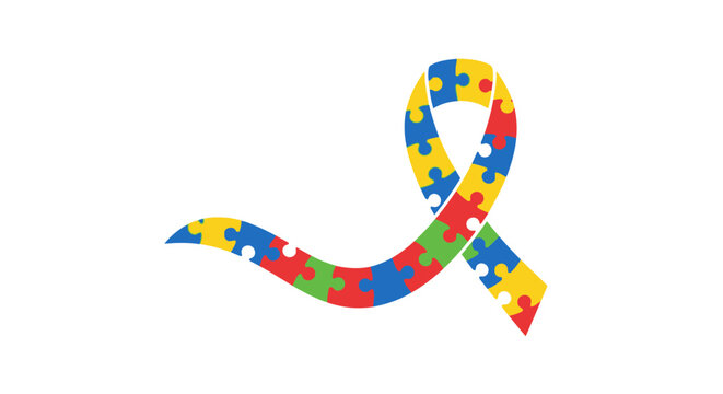 Autism awareness ribbon puzzle pieces.