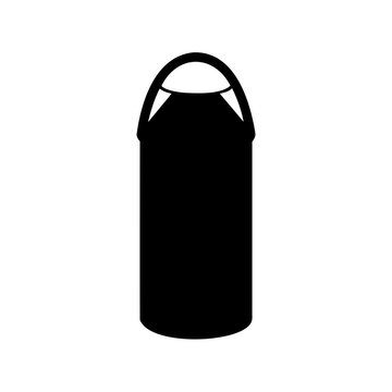 Black silhouette of a punching bag or boxing bag vector icon for sports and fitness designs