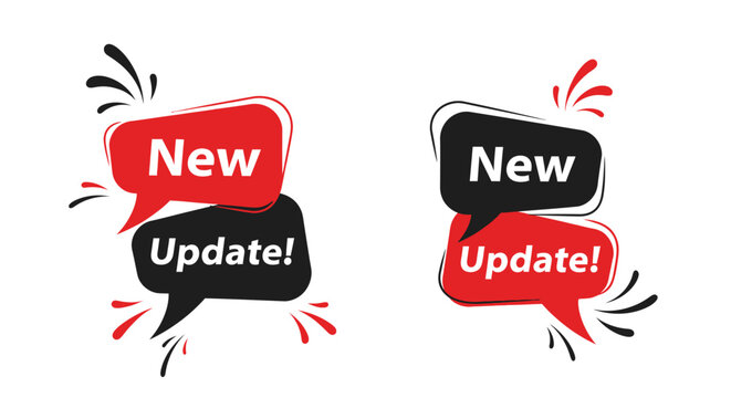 New update speech bubbles with red and black colors exploding