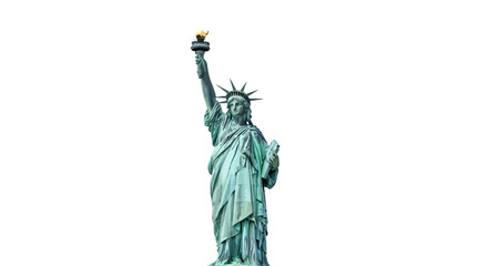 The iconic Statue of Liberty stands tall in New York Harbor at night. © James