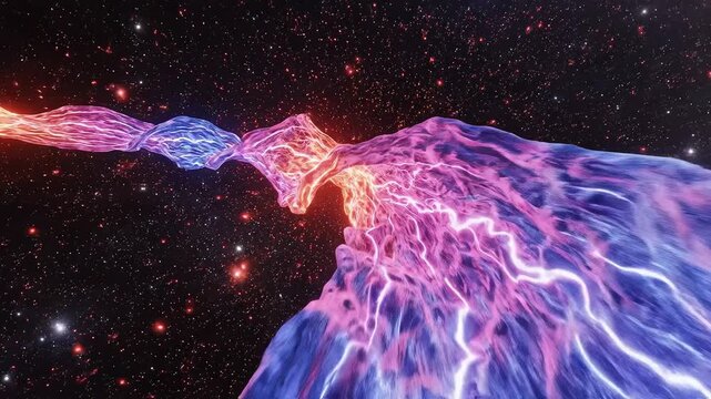 Cosmic nebula with glowing energy form