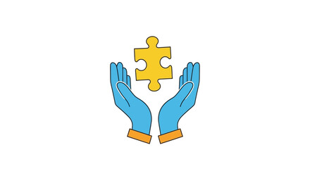 Fototapeta premium Hands holding a puzzle piece.
