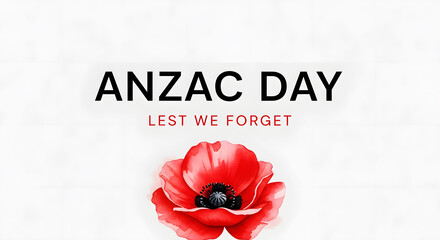 Anzac Day Lest We Forget Red Poppy Flower Watercolor Art image