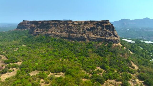 Aerial View of Historic Hill Fort Plateau Near Lonavala Maharashtra India