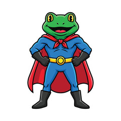Obraz premium Superhero frog with cape and utility belt ready for action