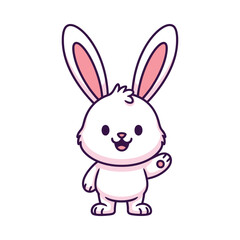 Obraz premium A cute cartoon rabbit with large ears and a cheerful expression standing upright.