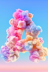 Obraz premium A colorful cloud of smoke is used to spell out the letter A. The image has a whimsical and playful mood, as the smoke is used to create a unique and creative way of writing the letter