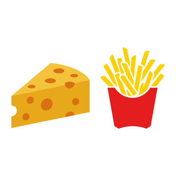 Illustrative depiction of popular fast food staples a block of dairy and fried potato sticks