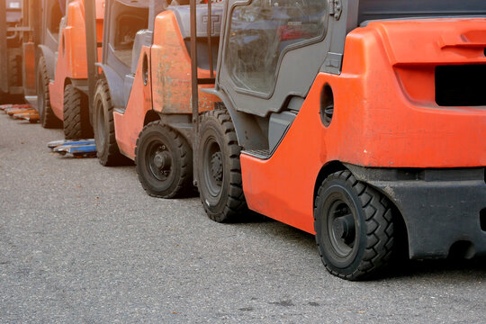 forklift loader pallet stacker truck equipment at warehouse