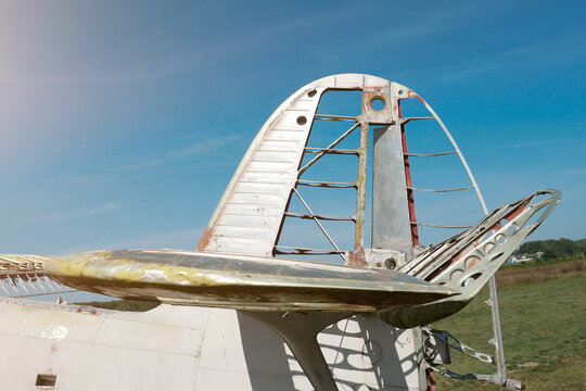 tail of an old plane close up