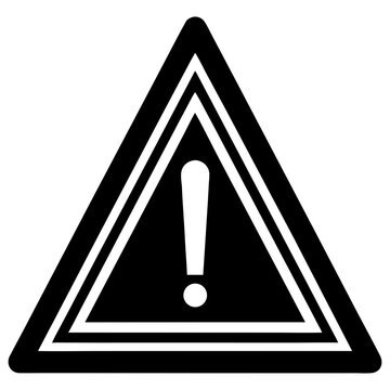 A black and white warning sign icon on transparent background