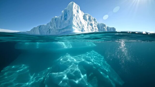Iceberg underwater and above water