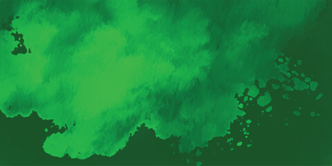 Fototapeta premium Vibrant forest green watercolor background, abstract nature paint splash texture for eco-friendly projects.