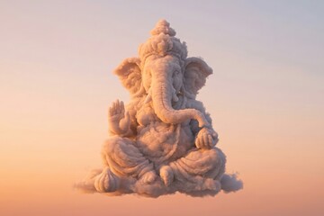 Fototapeta premium Ganesha Blessing Cloud Formation with Modak Divine Sky